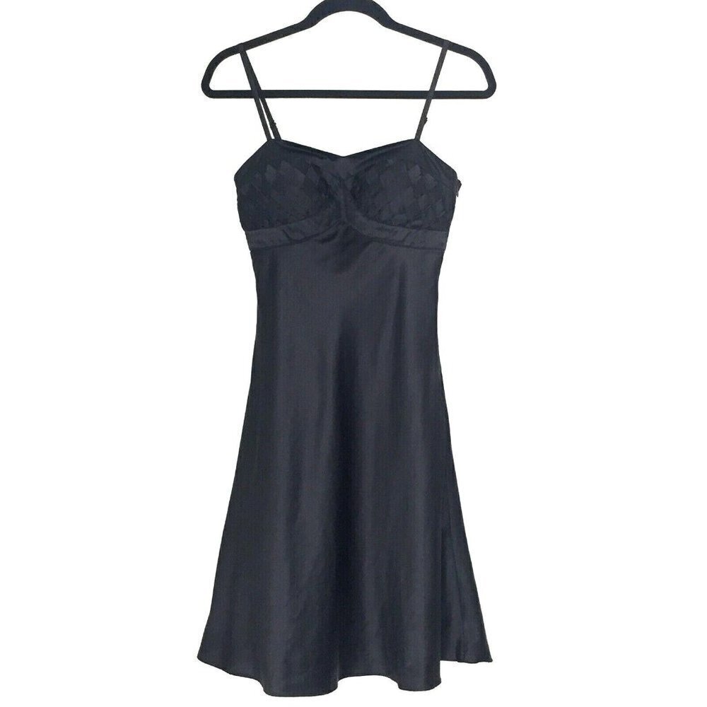 Petit Monde Womens size Small Lined Slip Dress Sleeveless Empire Waist Black NEW